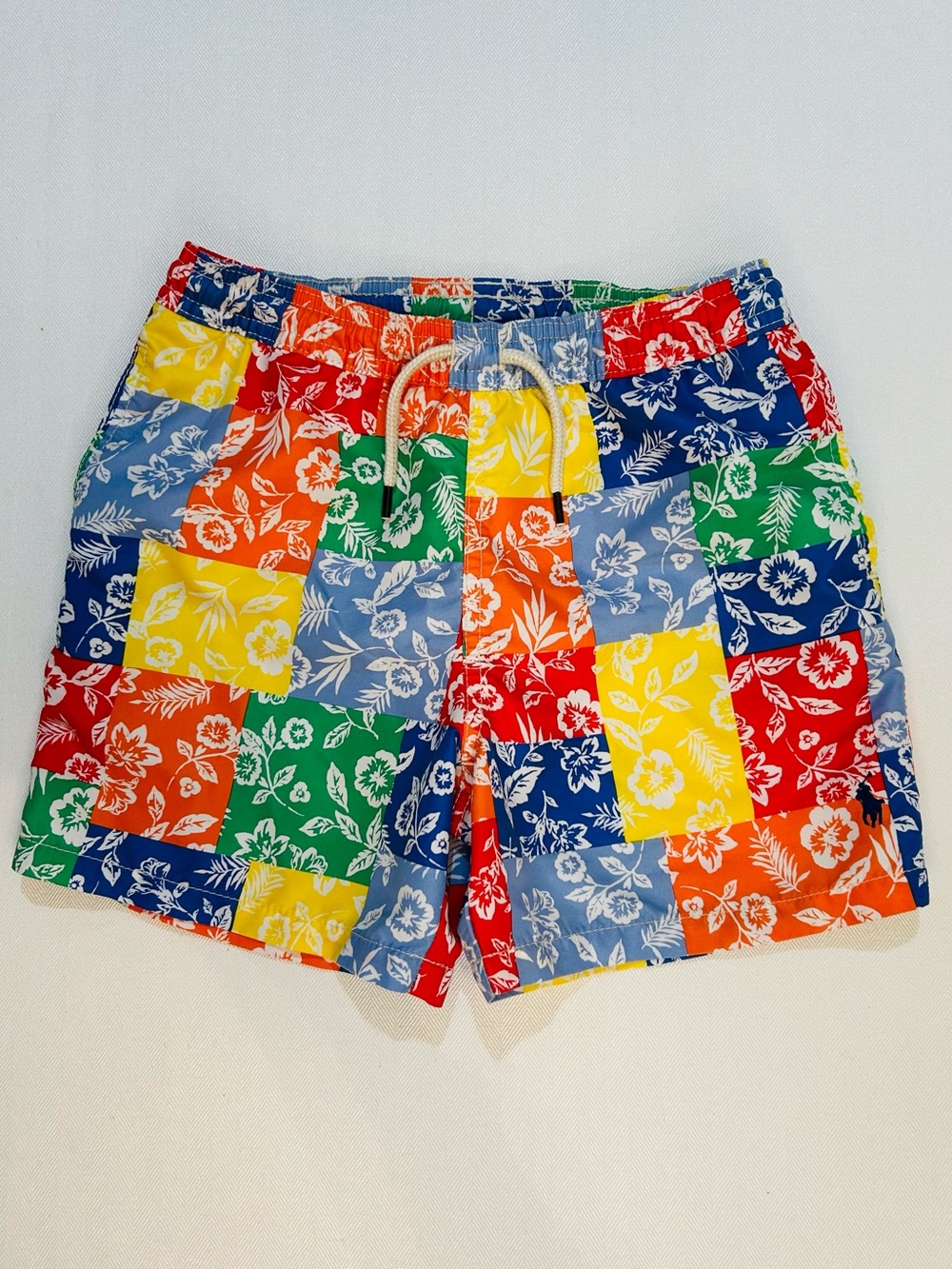 Polo Ralph Lauren Boys Traveler Patchwork Bandana Swim Trunks & Free Nautica Tee